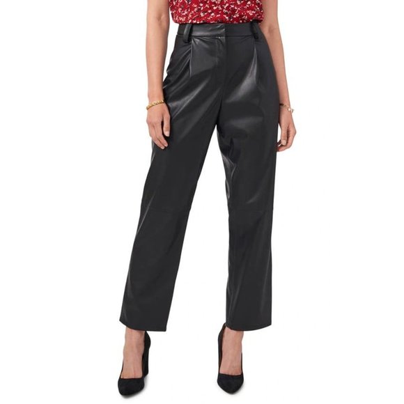 VINCE CAMUTO Straight Leg Black Faux Leather Pants - Size 8 - Picture 5 of 5